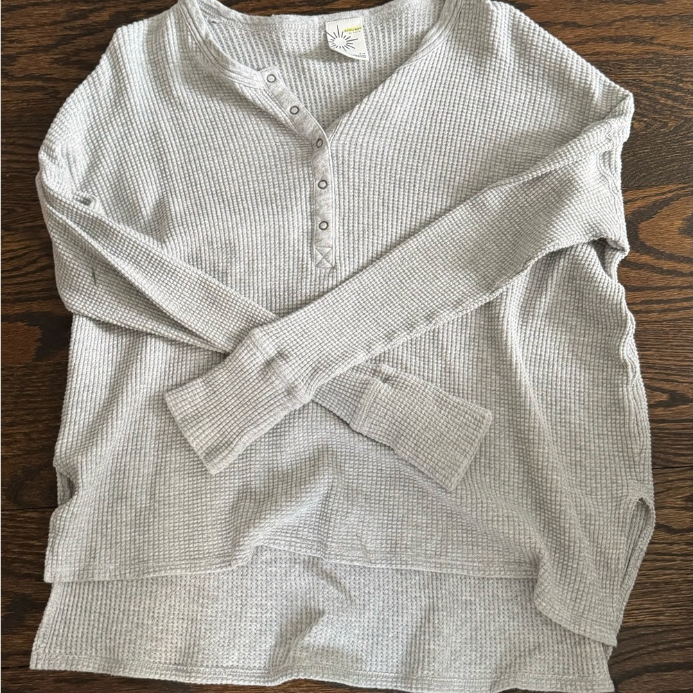 Size S Grey Offline By Aerie long sleeve waffle knit